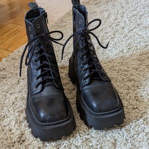 black combat boots
